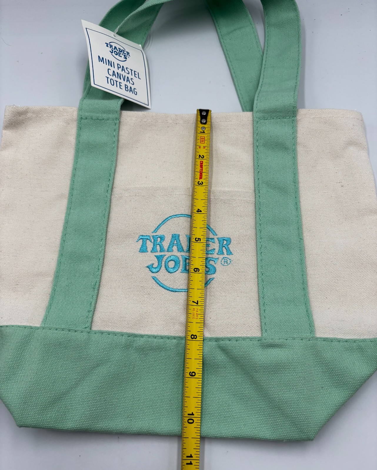Trader Joe’s Easter Mini Canvas Tote Bag Pastel Green New With Tags Limited 2026
