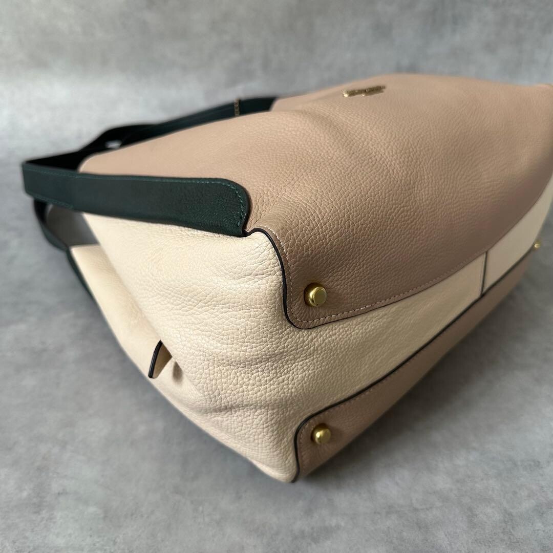 COACH Hadley Hobo Colorblock Leather Shoulder Bag Beige Black 11.8in NWT
