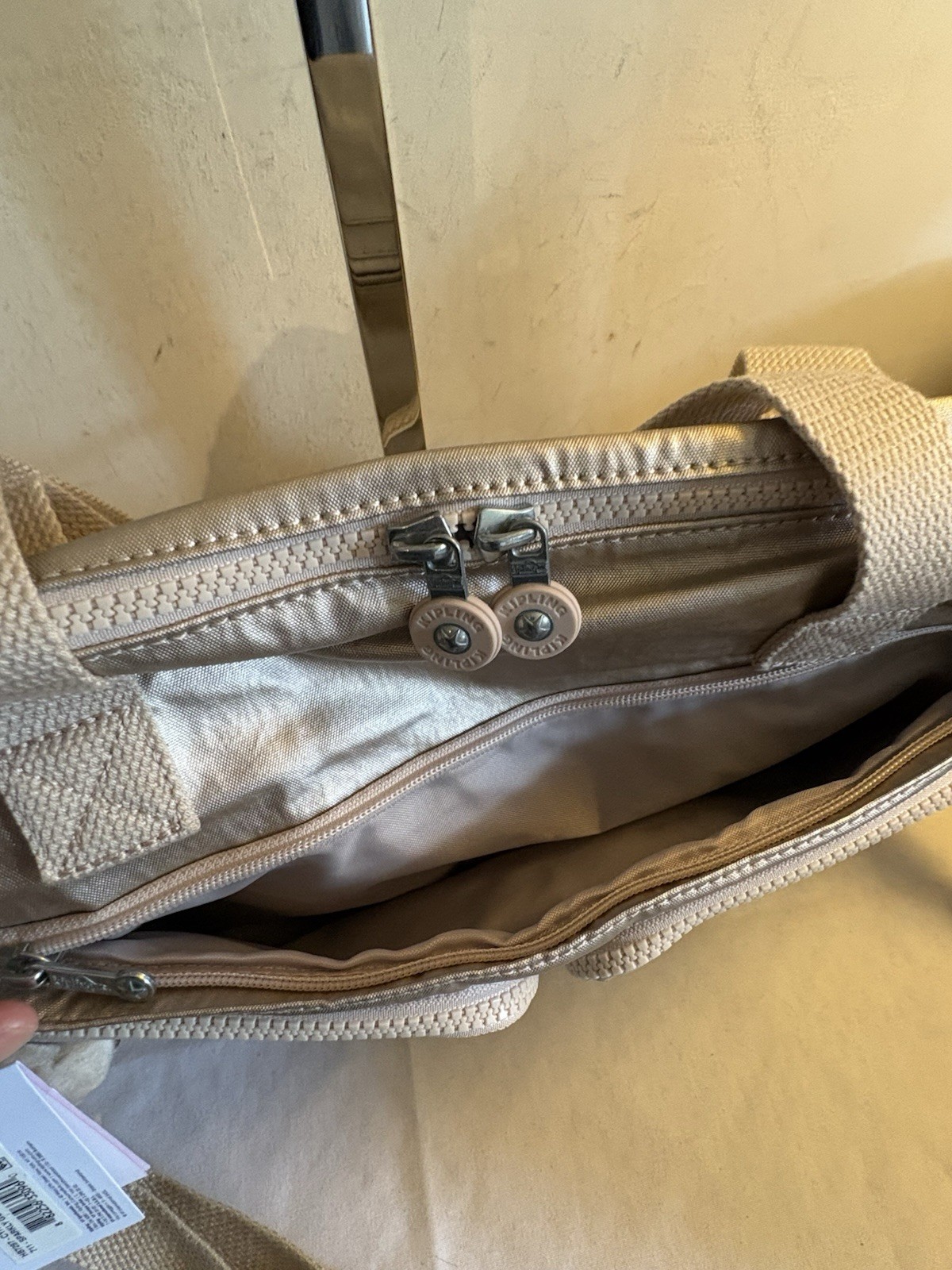 New Kipling Cyrene Crossbody/Shoulder Bag Metallic Gold/Tan Monkey Charm NWT