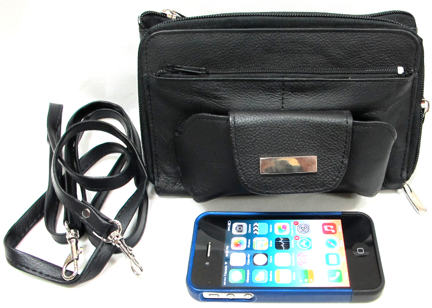 ON SALE Leather Organizer Purse Hold IPhone 5 C/C Long Shoulder Strap RED