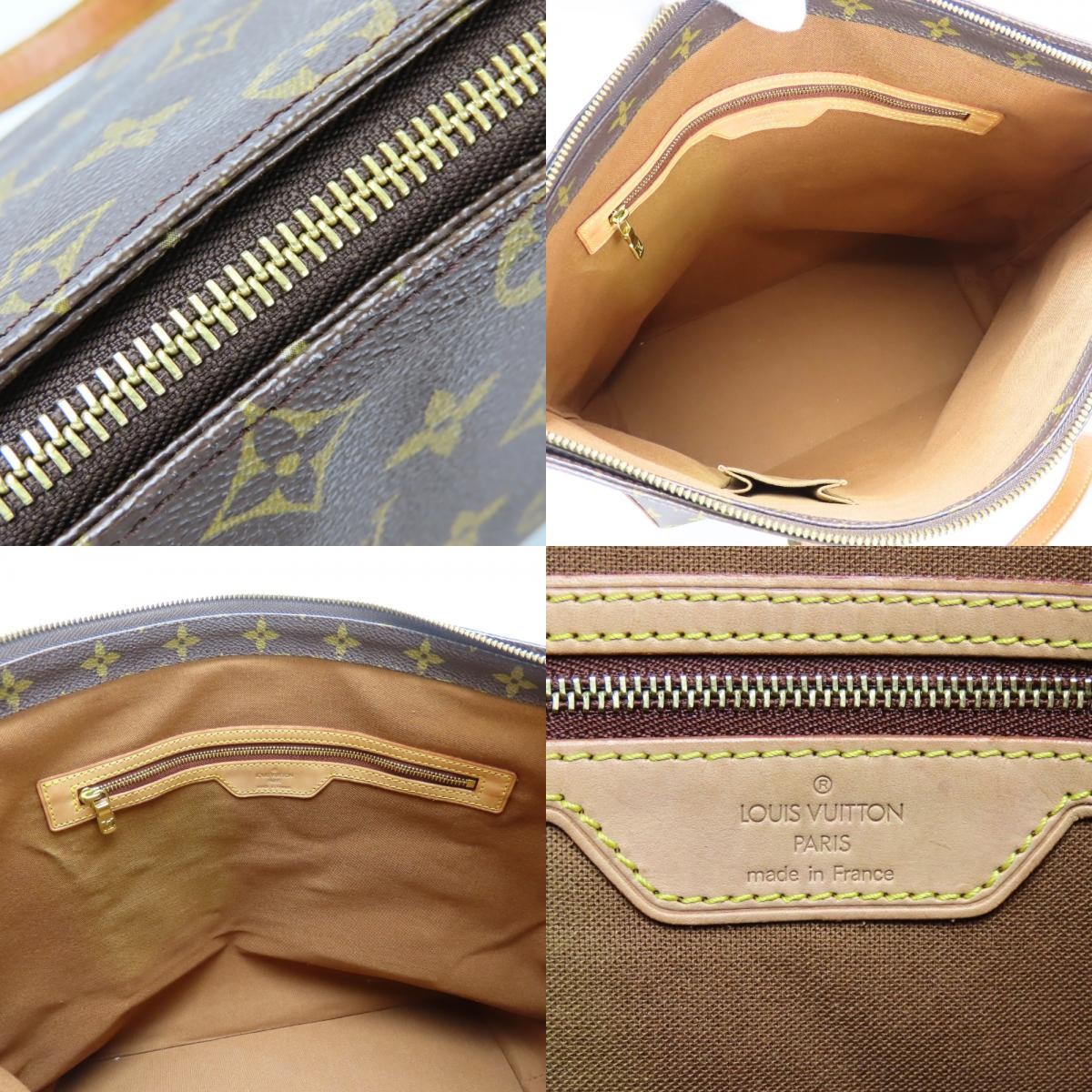 USED LOUIS VUITTON Tote Bag Cabas Mezzo M51151 Monogram/Nume leather Brown P…