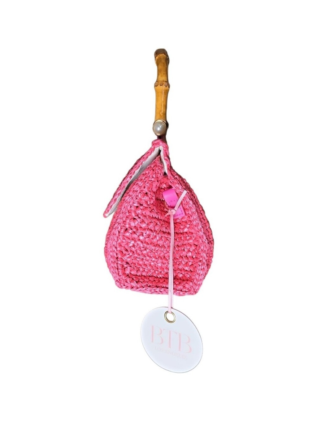 $168 NWT BTB Los Angeles Bag With Detachable Shoulder Strap Pink Rattan