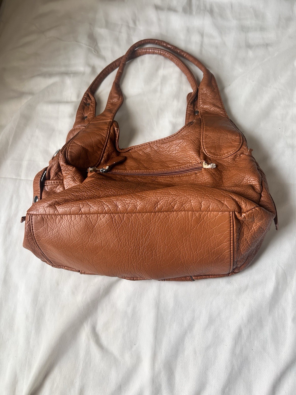 Orange Angel Kiss Hobo Bag Silver Hardware Braided Details Multi Zipper Y2k