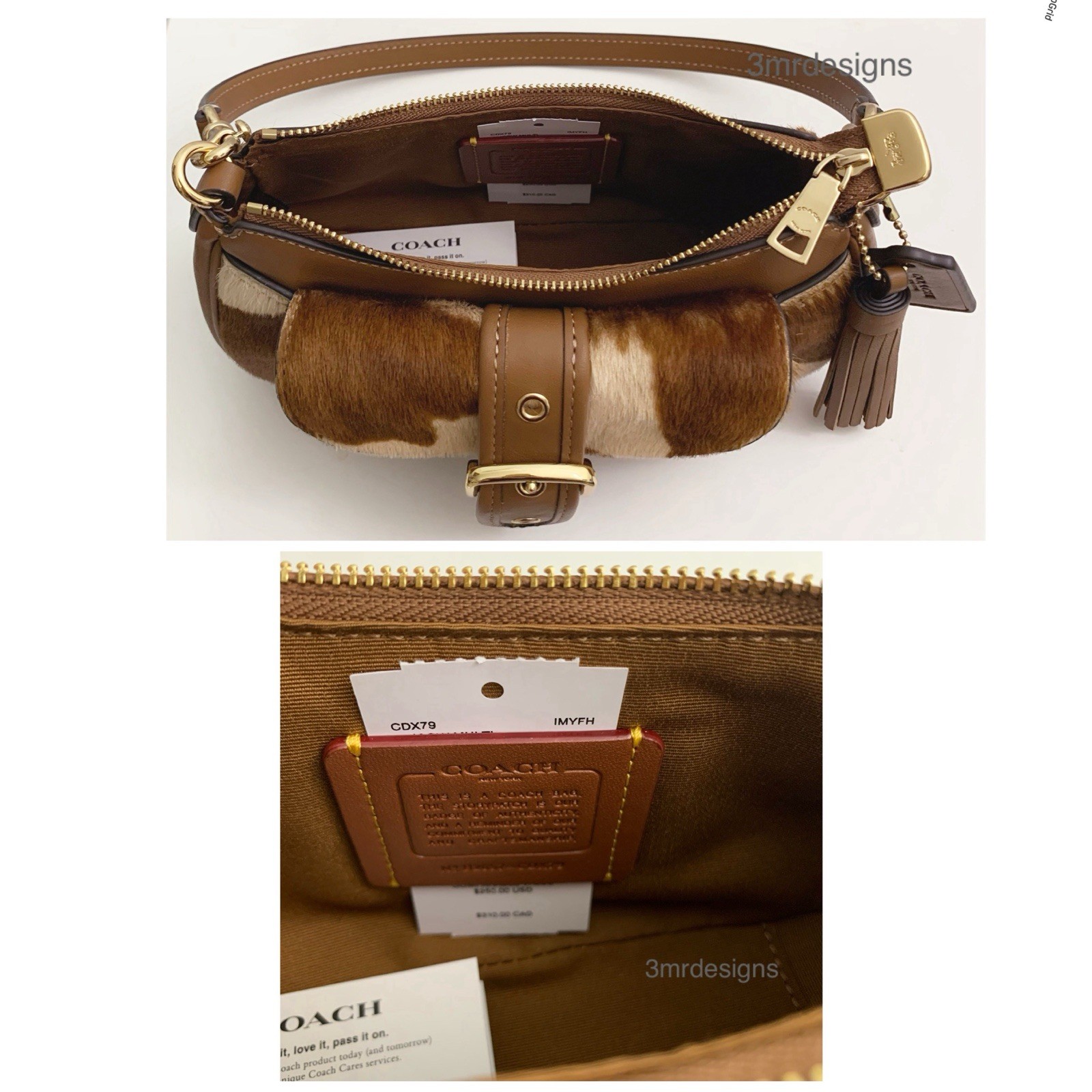 NWT COACH Ashton Mini Haircalf With Cow Print Smooth Leather Purse/Crossbody Bag