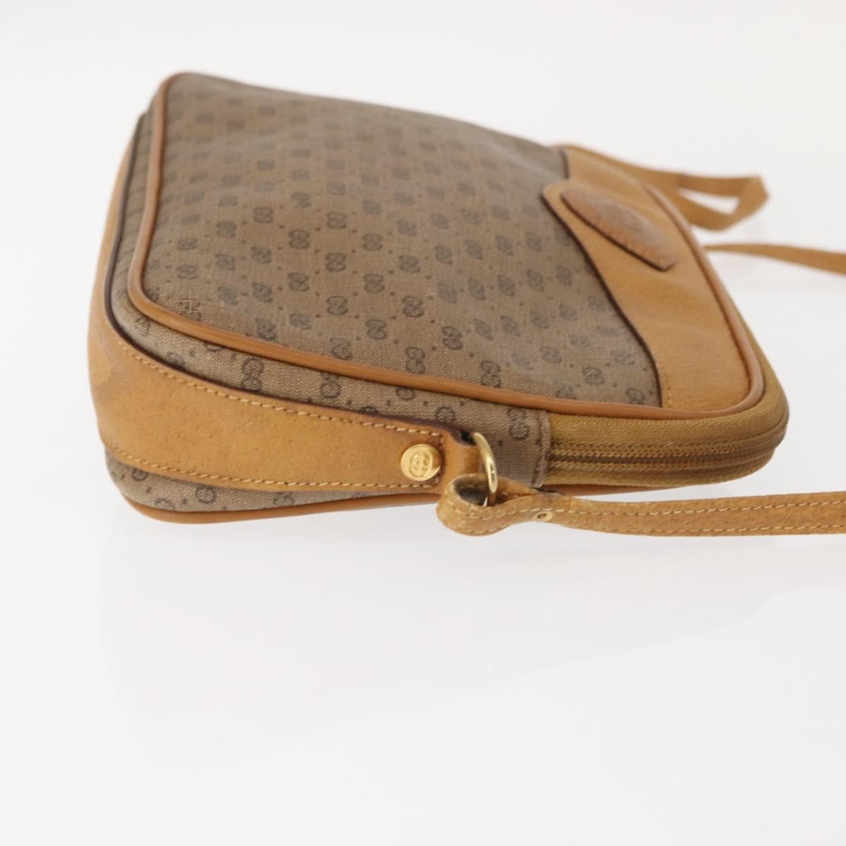 GUCCI Micro GG Supreme Shoulder Bag PVC Beige Gold 007 123 0428 Auth ki6116
