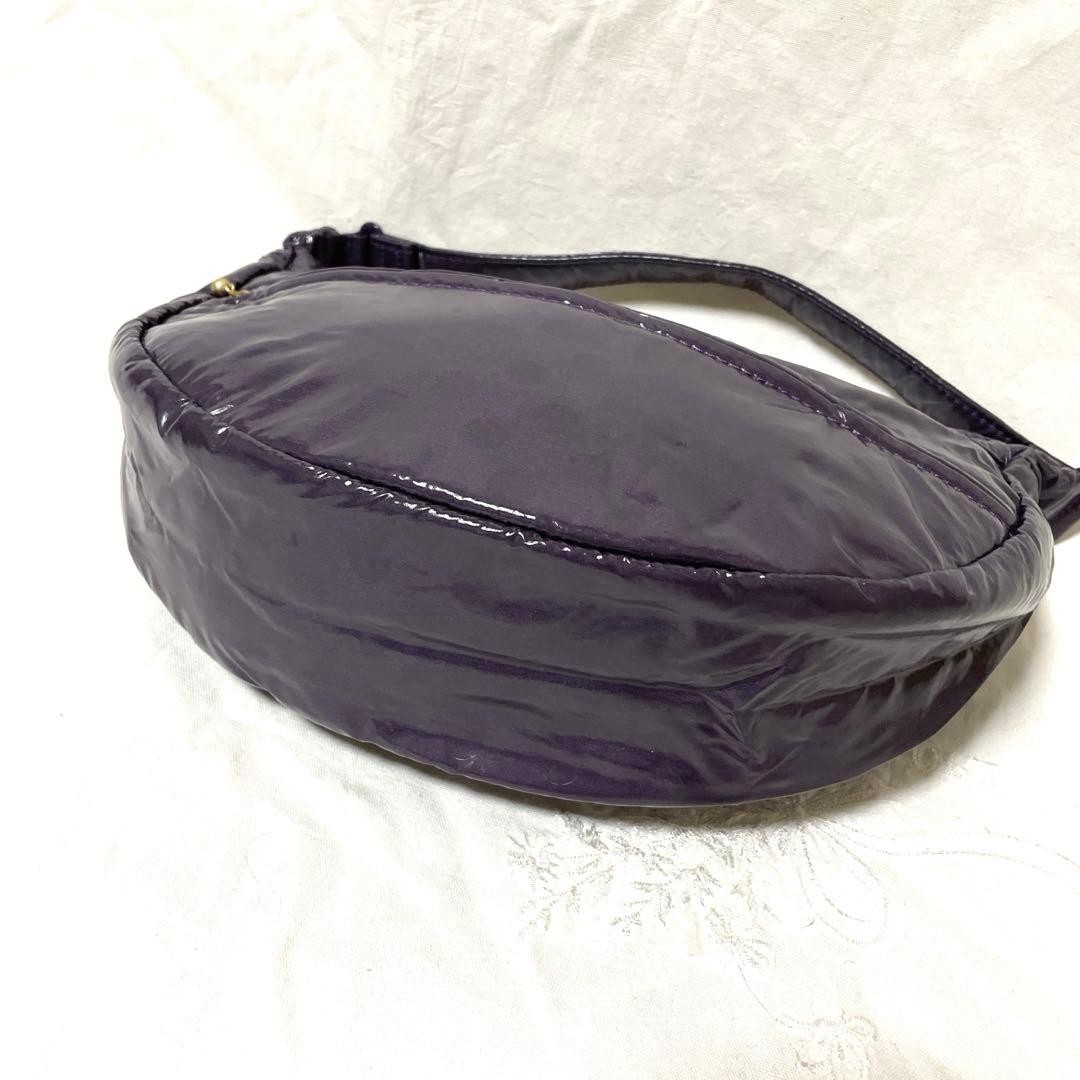 PORTER PORTERGIRL Half Moon Nylon Handbag Purple Hidden Dot Auth From Japan