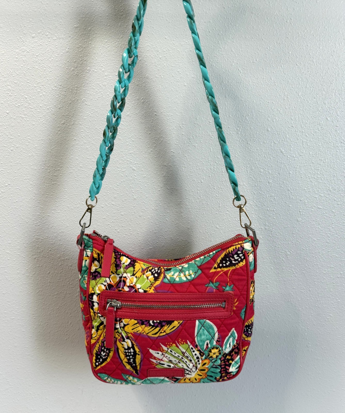 Vera Bradley Mini Vivian Shoulder Bag Rumba Quilted Cotton w/ Acrylic Link Strap
