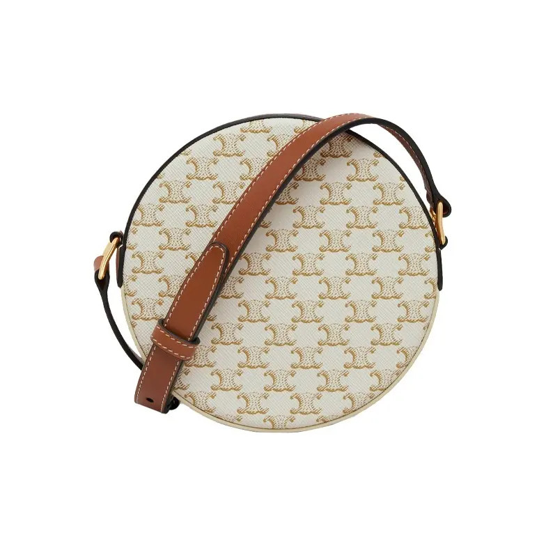 CELINE Triomphe Round Cake Bag Shoulder Crossbody Bag Women’s 5.3×1.5×5.3 in