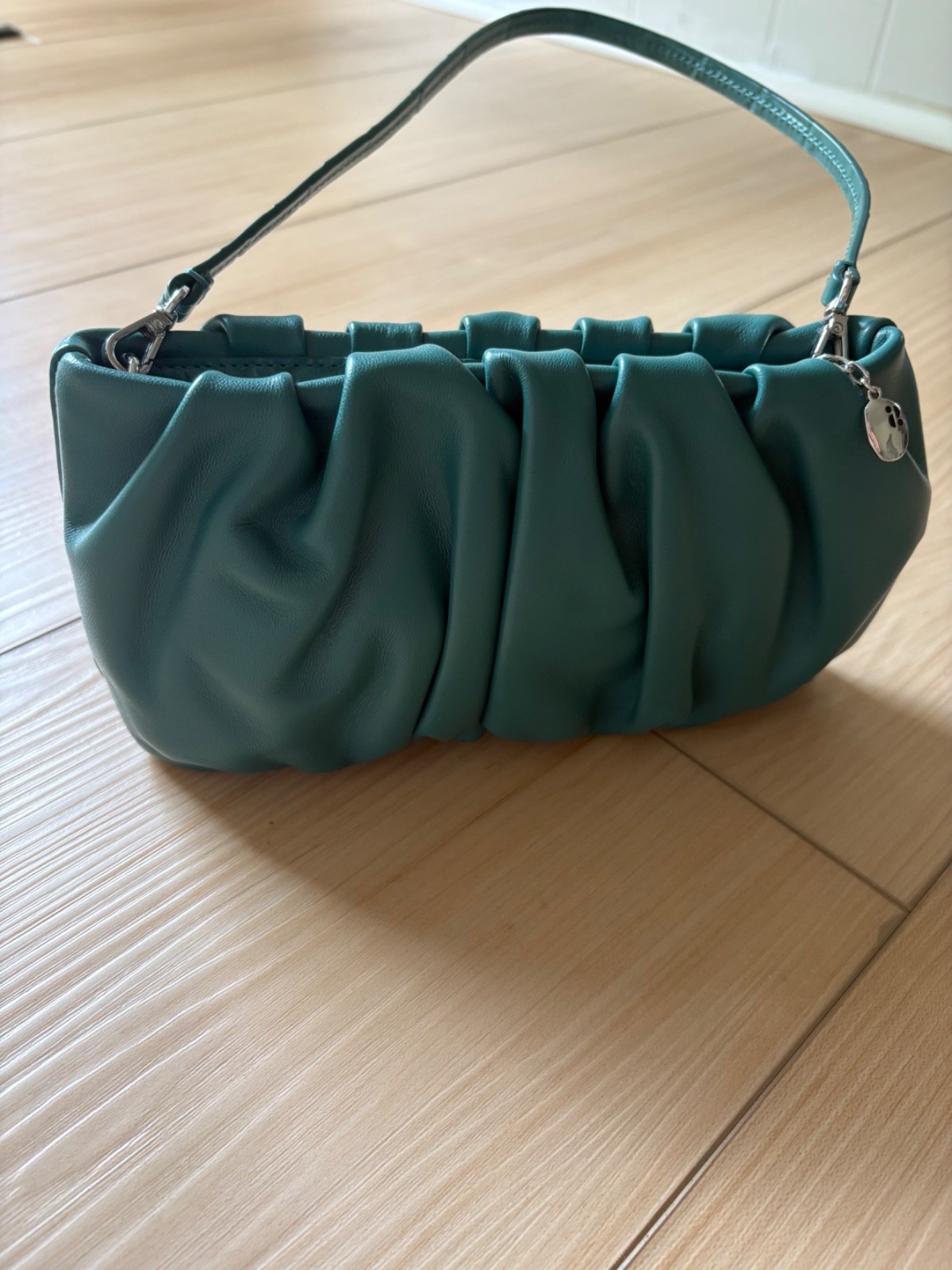 Staud Convertible Clutch Lamb Nappa Leather Shoulder Bean Bag Coastal Green