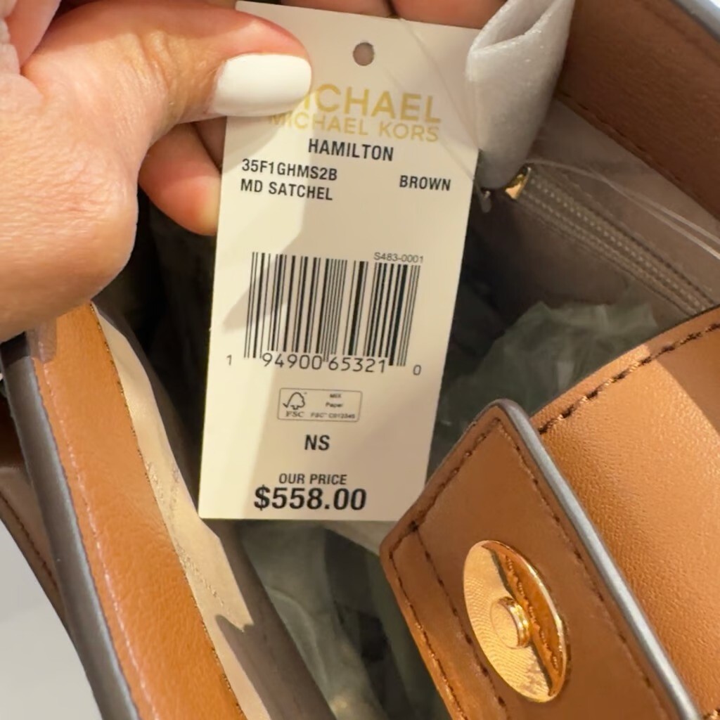 Michael Kors Hamilton Medium Women Logo Satchel Crossbody Handbag Purse (Brown)