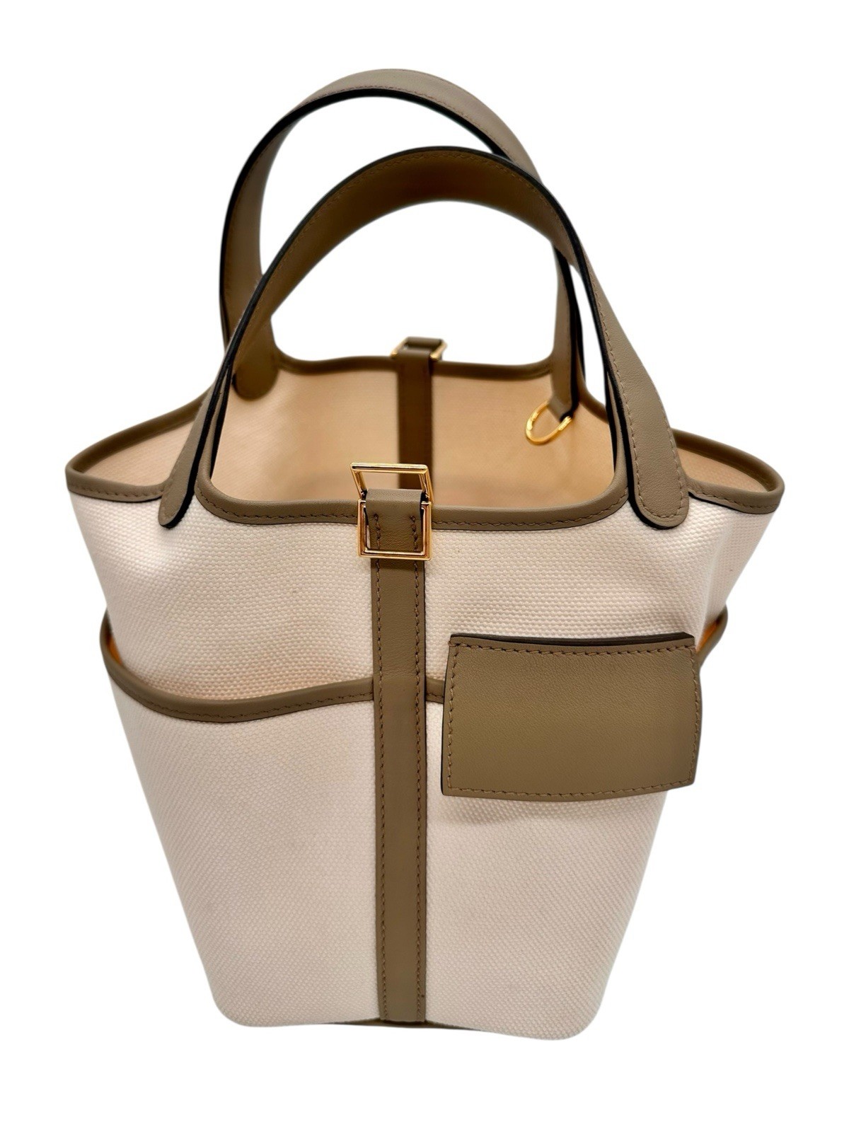 Hermès Picotin Cargo 18 Etoupe Swift Leather Canvas Fullset Handbag Bag