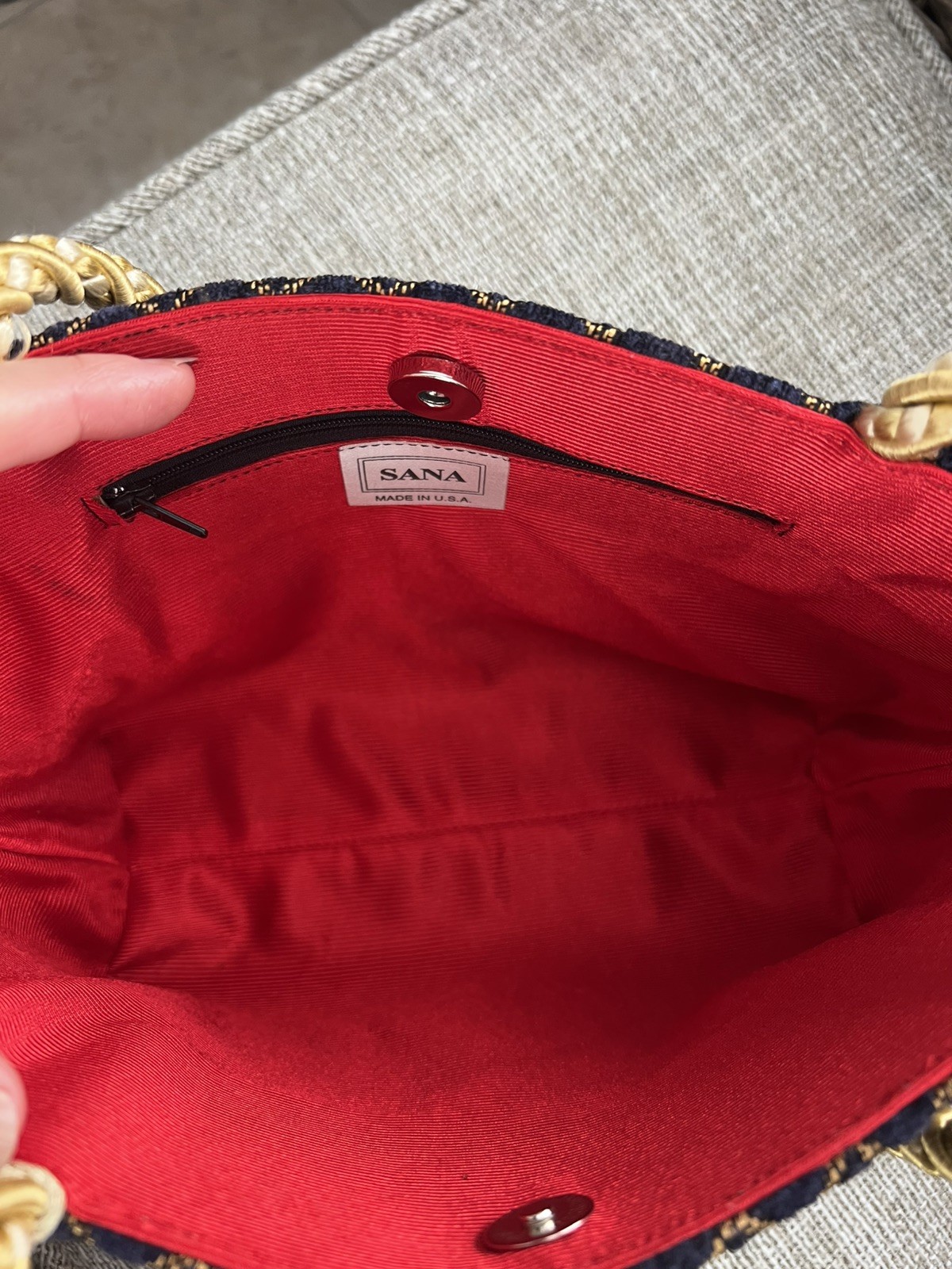 Sana Blue Gold Handbag Shoulder Bag Made in the USA Gold Tassel