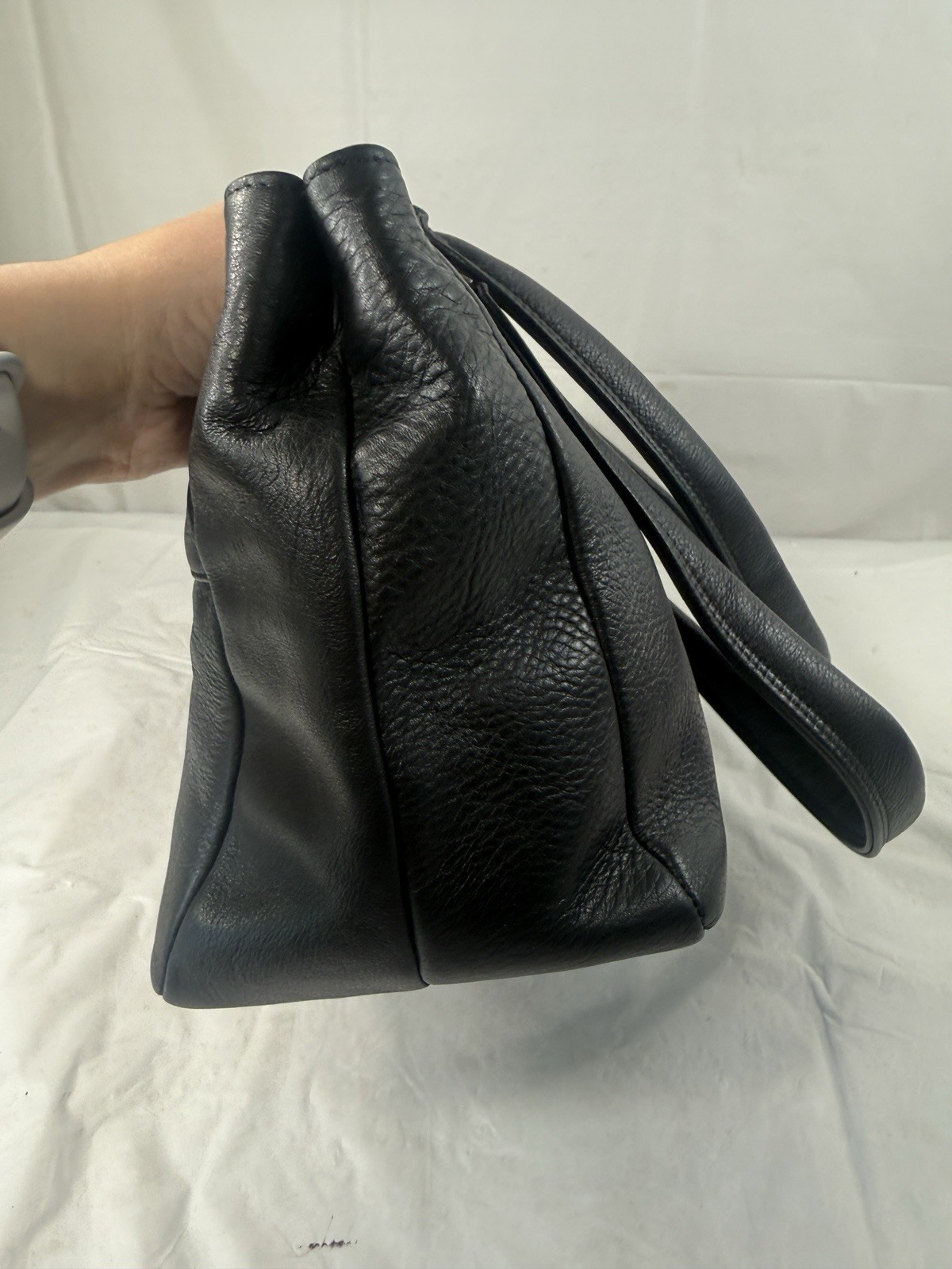 SAS Diane Leather Shoulder Bag Double Straps Front Zip Black USA New