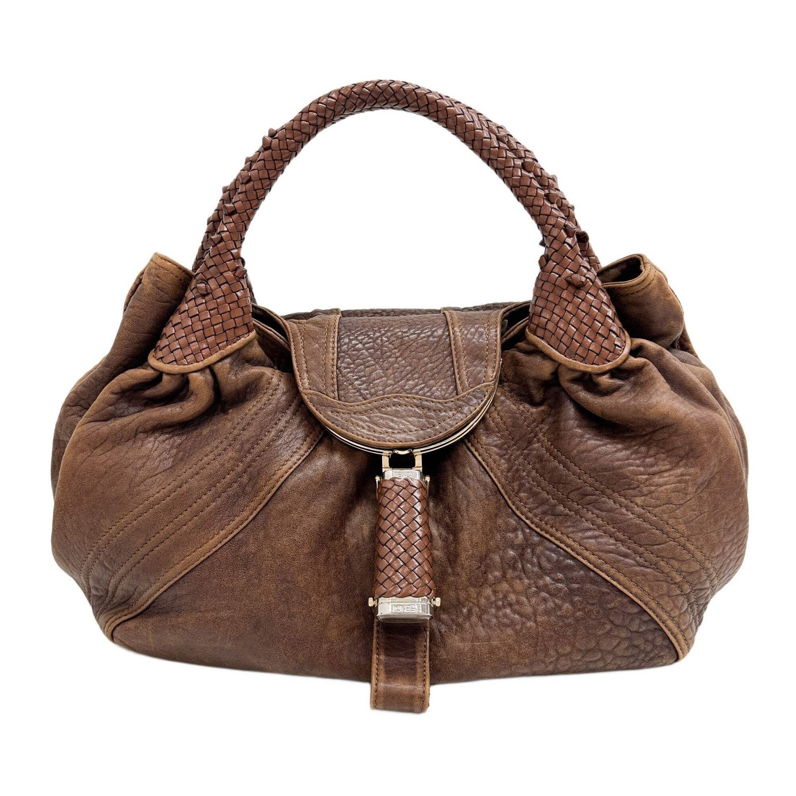 FENDI Spy Brown Leather Shoulder Bag