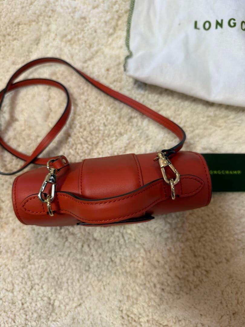 Longchamp Box Trot Red Leather Crossbody Bag Gold Hardware Auth