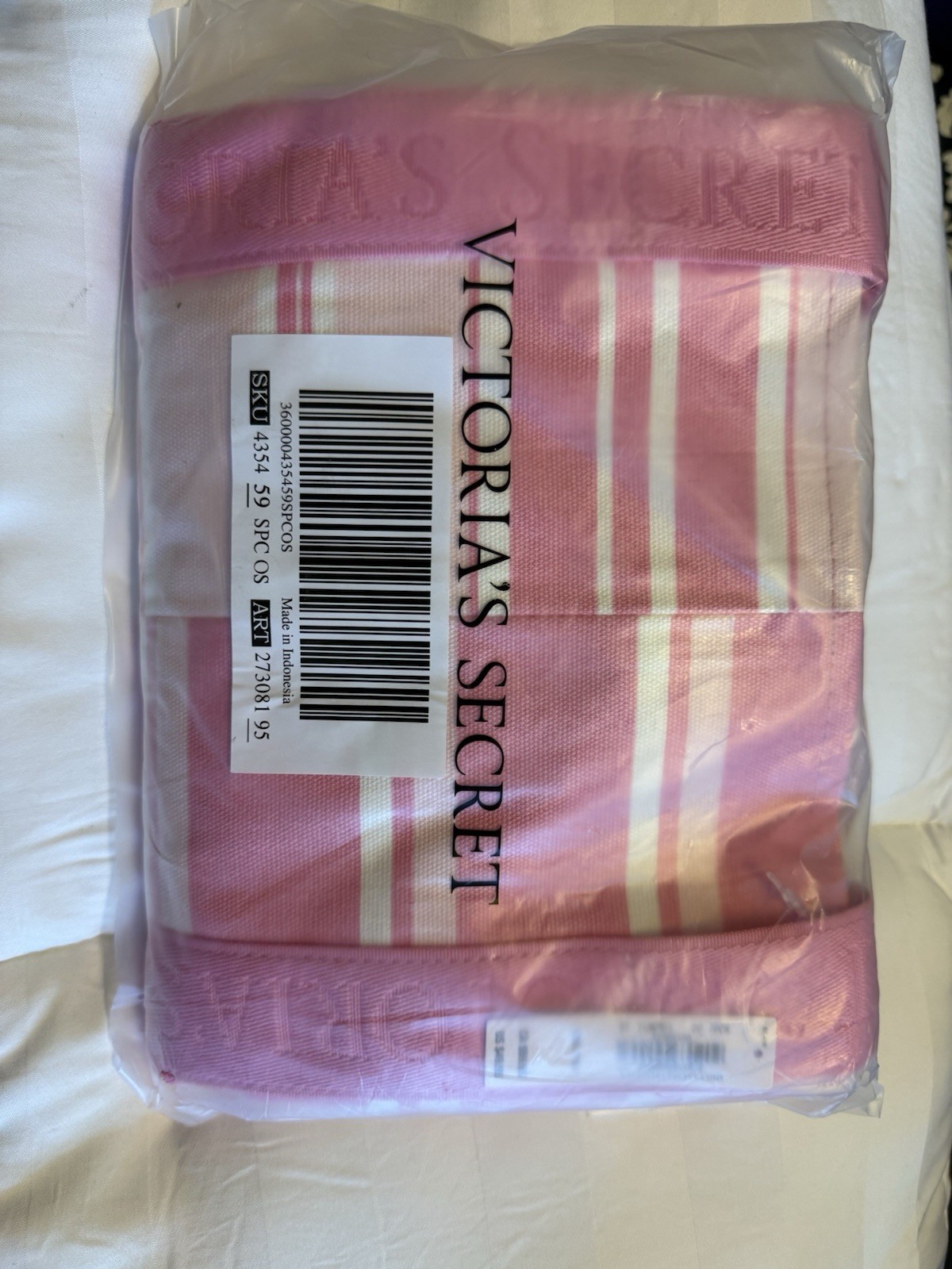 Victoria’s Secret PINK Striped Large Tote Weekender Travel, Beach Canvas Bag