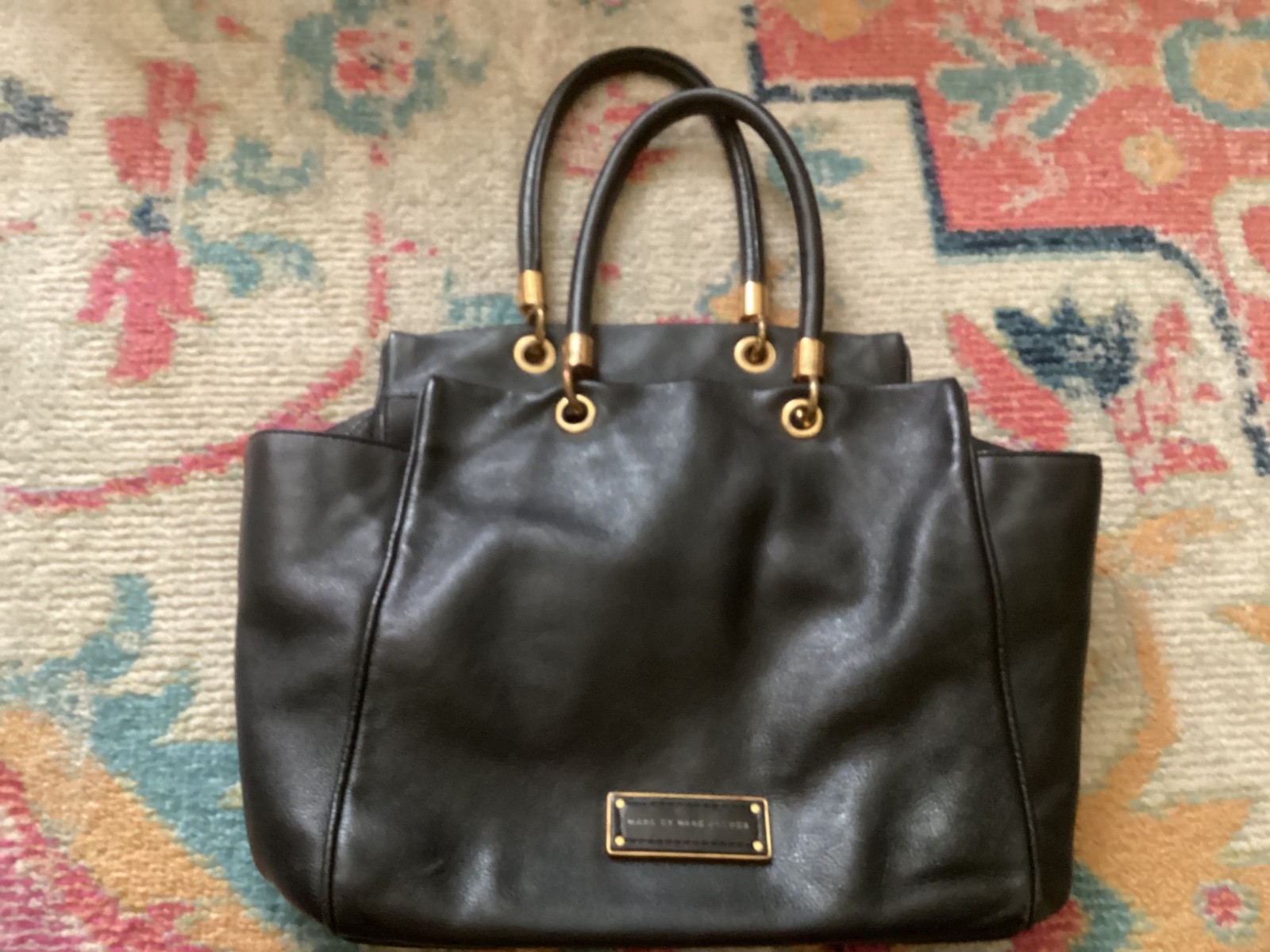 Marc by Marc Jacobs ‘Too Hot To Handle’ Leather Black Tote Bag w/ Gold Accents