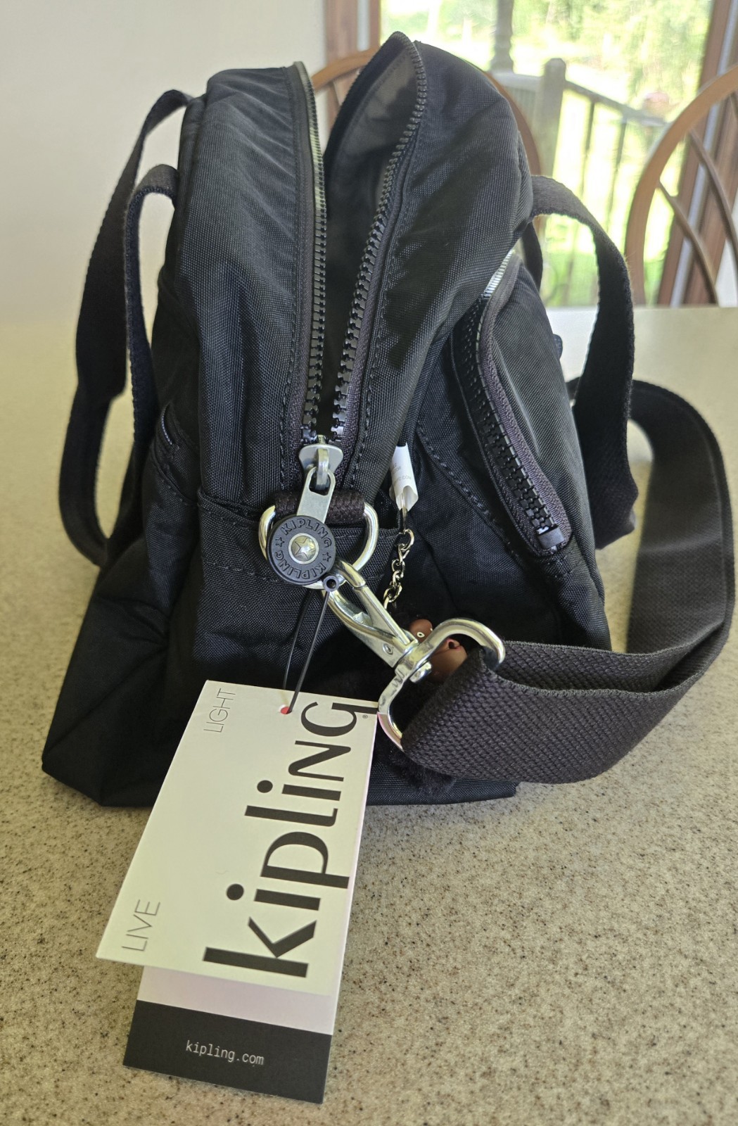 Kipling Women’s Black Tonal Defea Nylon Crossbody Bag with Adjustable Strap NWT