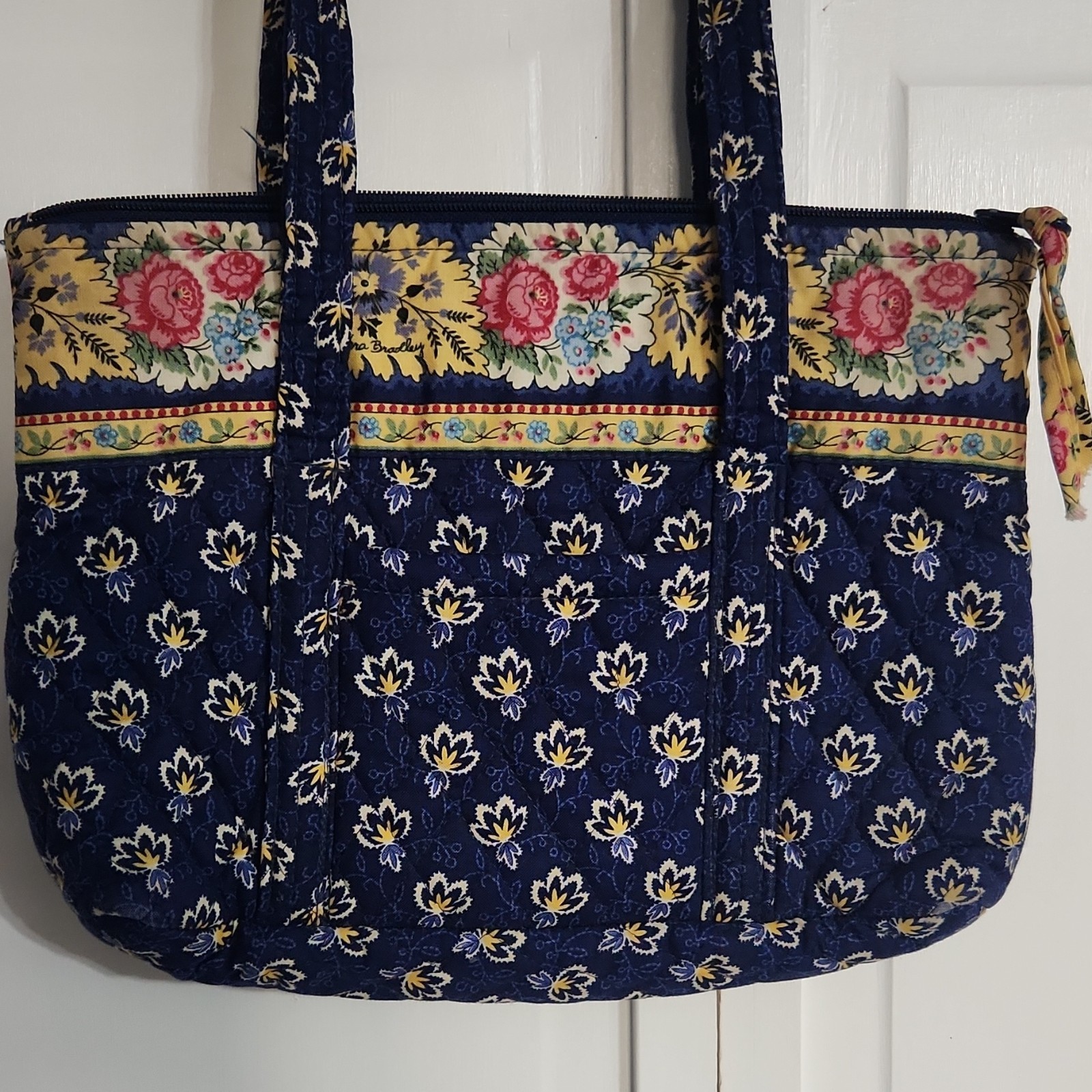 Rare Vintage 2002 Vera Bradley Maison Blue Villager Tote Bag Quilted Floral