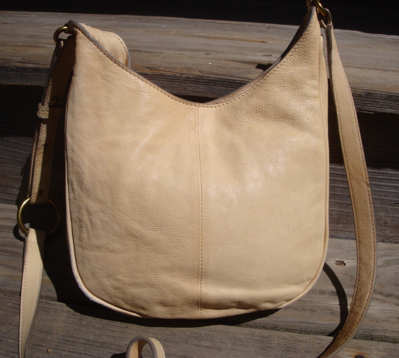 FRYE Vintage Beige Distressed Leather Handbag Crossbody Shoulderbag Small Purse