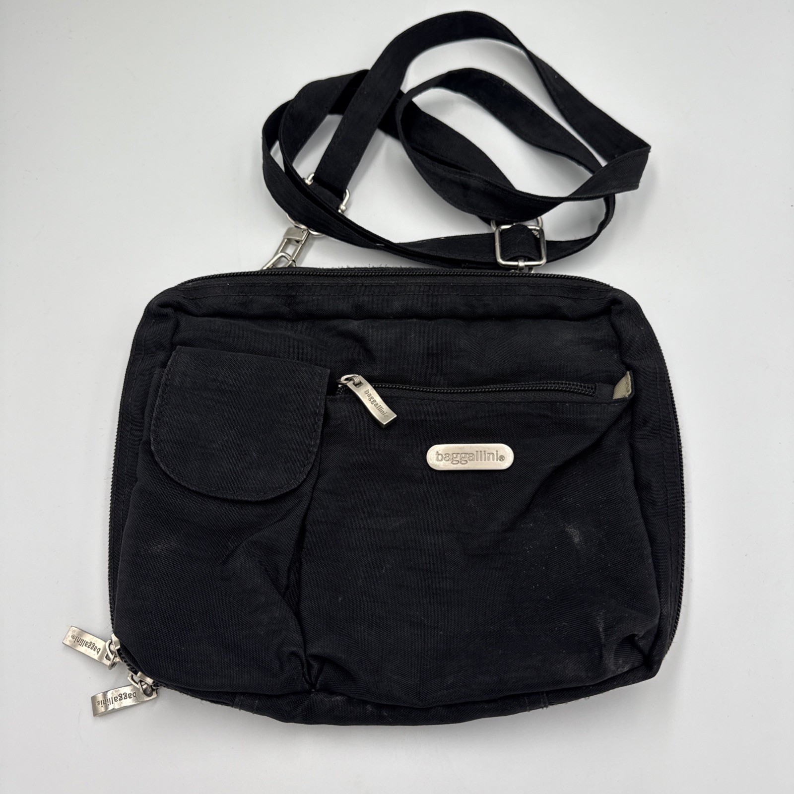 Baggallini Women’s Crossbody Bag Purse Convertible Belt Loops Black Pockets