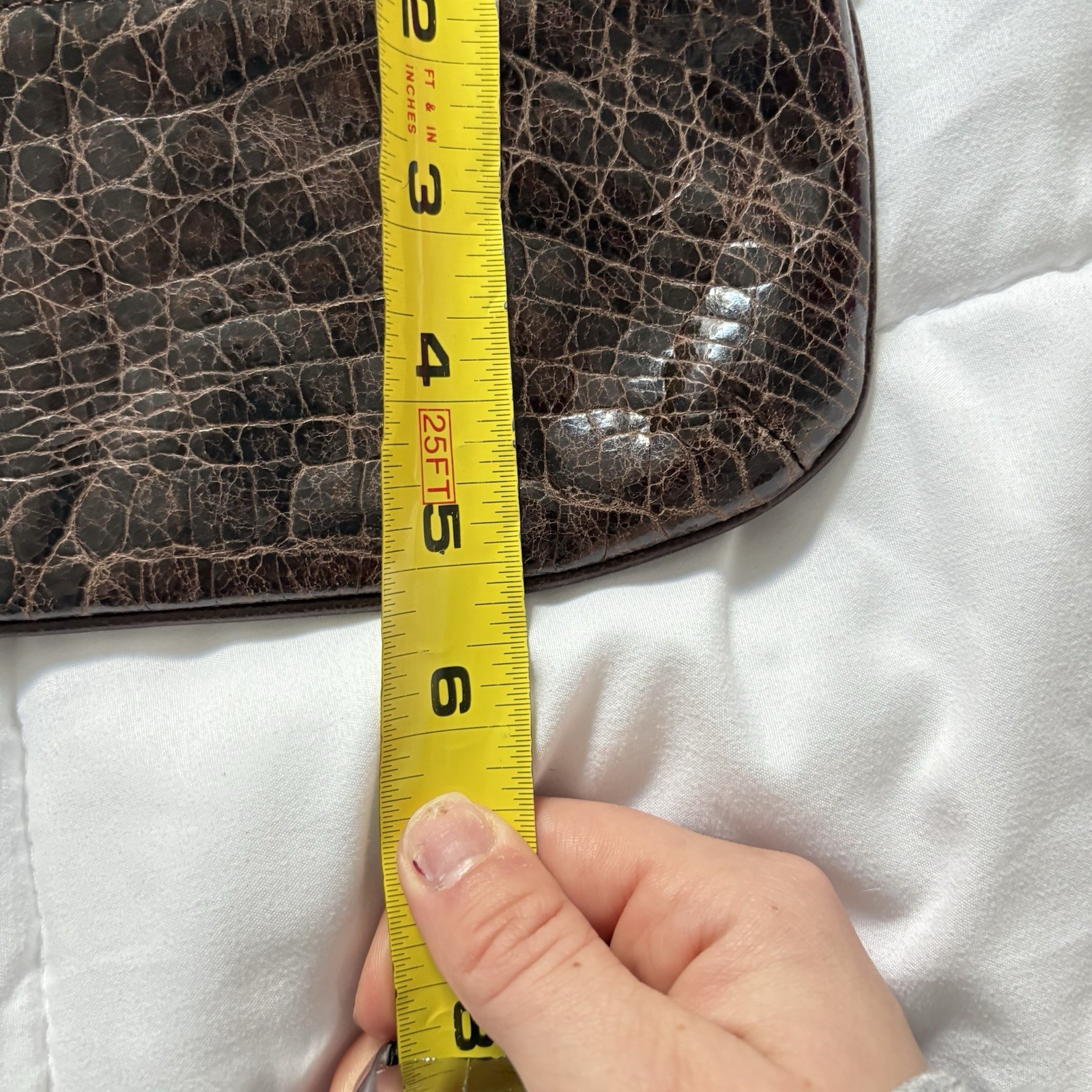 Vintage 90s Y2K Brighton Brown Leather Reptile Print Shoulder Bag Hearts