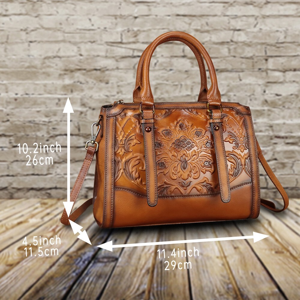 Genuine Leather Satchel for Women Top Handle Bags Purse Vintage Crossbody