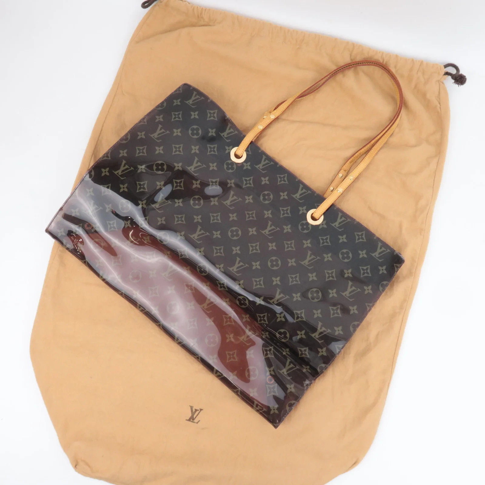 Louis Vuitton Monogram Vinyl Cabas Cruise Tote bag Gold HDW M50500 Authentic