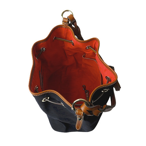 New Dooney & Bourke Suede Tasha Drawstring Shoulder Bag Purse in Navy Blue