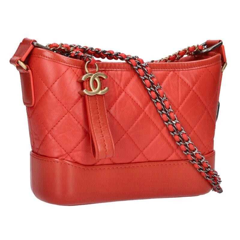 CHANEL Bag: Gabrielle Aged Calfskin Red W23H15D5cm w/dust bag;