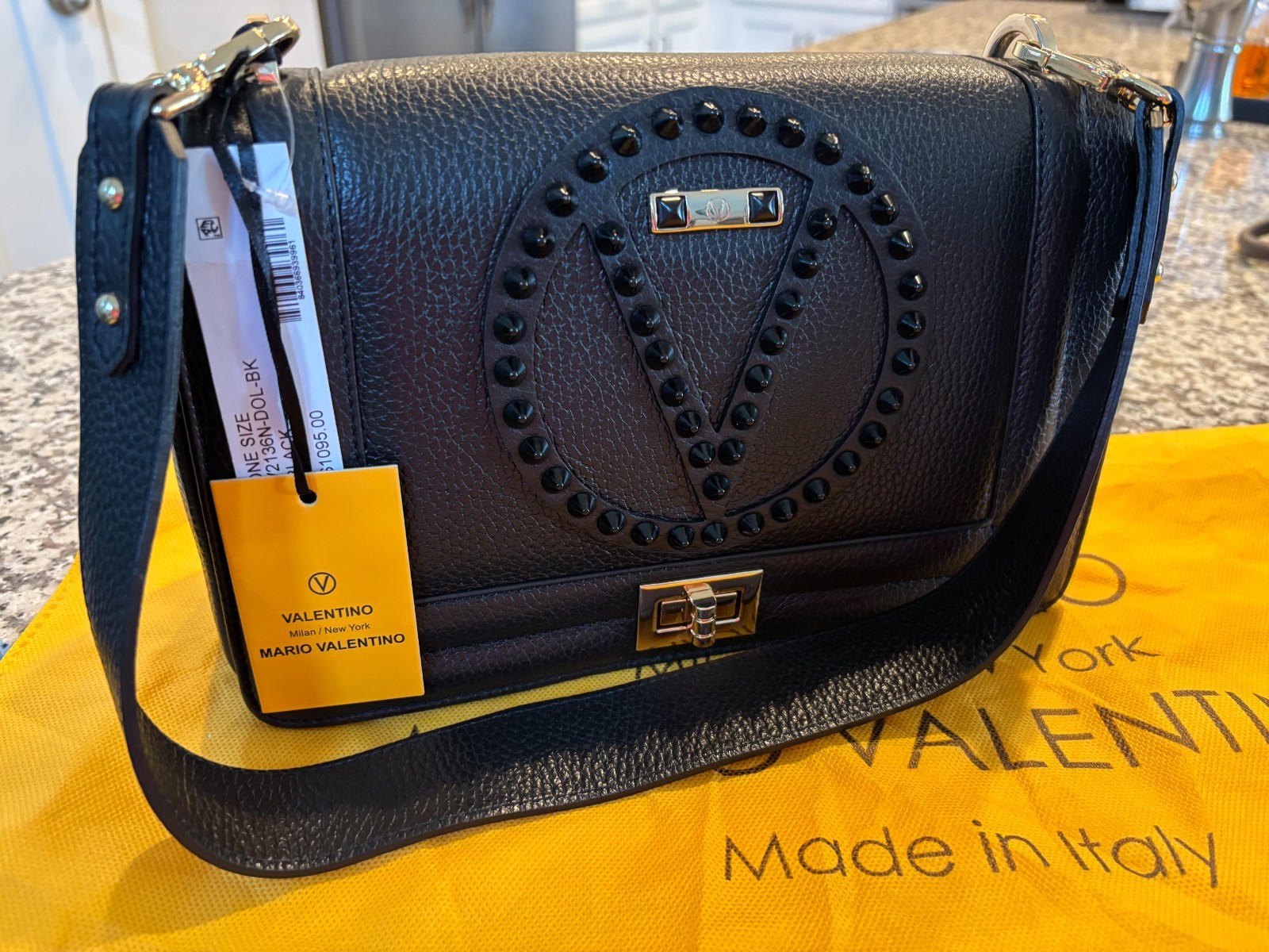 VALENTINO BY MARIO VALENTINO Alice Rock Shoulder Bag Black NWT $1095