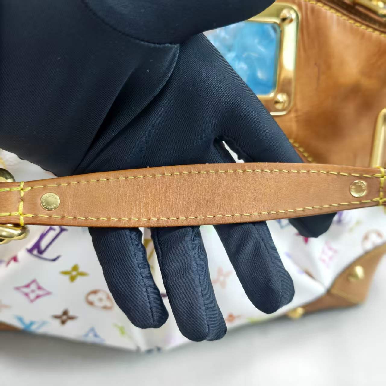 Louis Vuitton Judy White Multicolore M40251 Canvas Suede Gold Chain Shoulder Bag