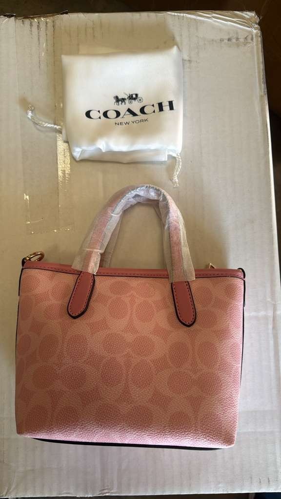 COACH City Mini Tote Bag Signature Canvas CW032 Powder Pink Outlet NEW