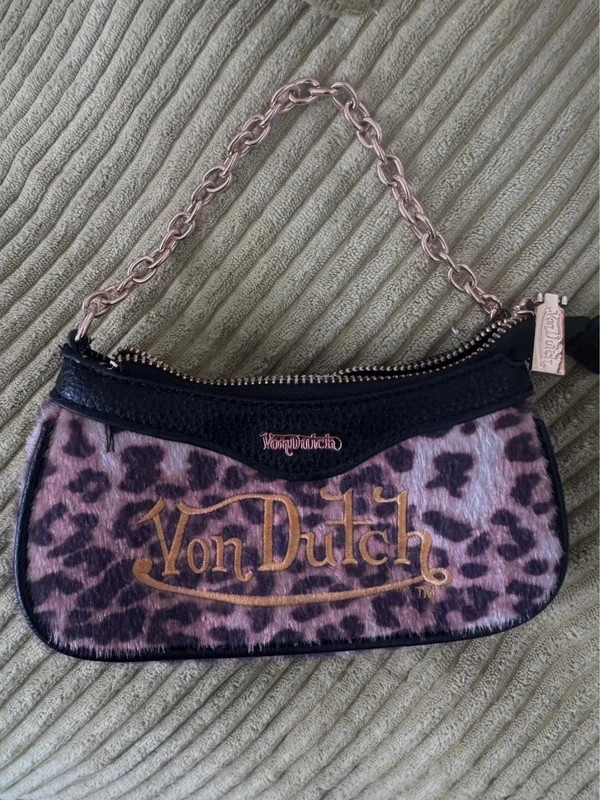 Von Dutch Gold Leopard Shoulder Bag