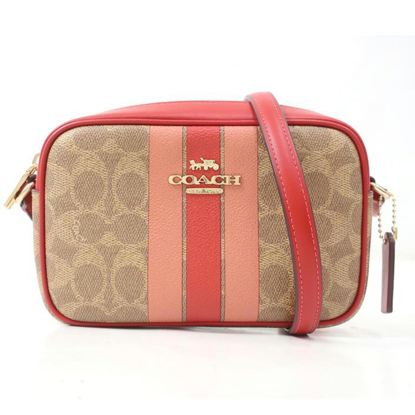 COACH Mini Jamie Camera Bag Signature Canvas Stripe Shoulder Bag CAQ 42 A Rank 6