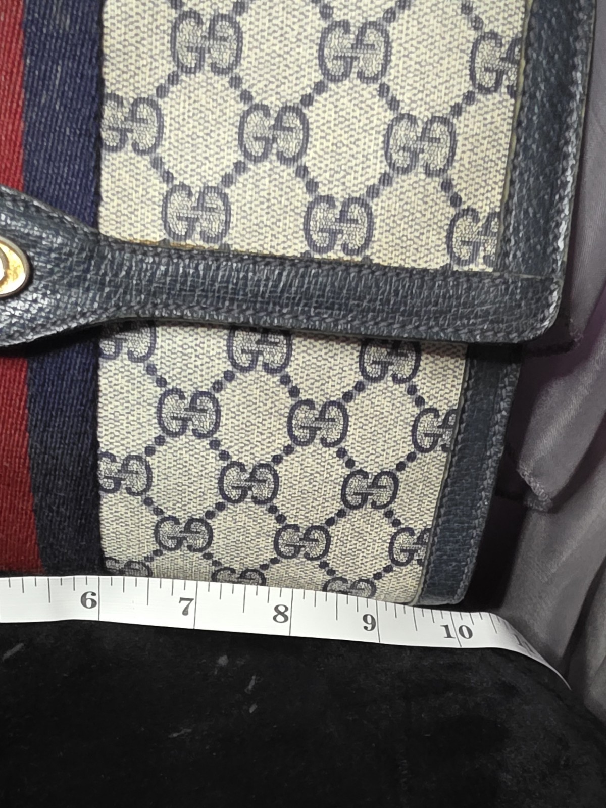 Gucci Vintage GG Web Clutch Blue Canvas