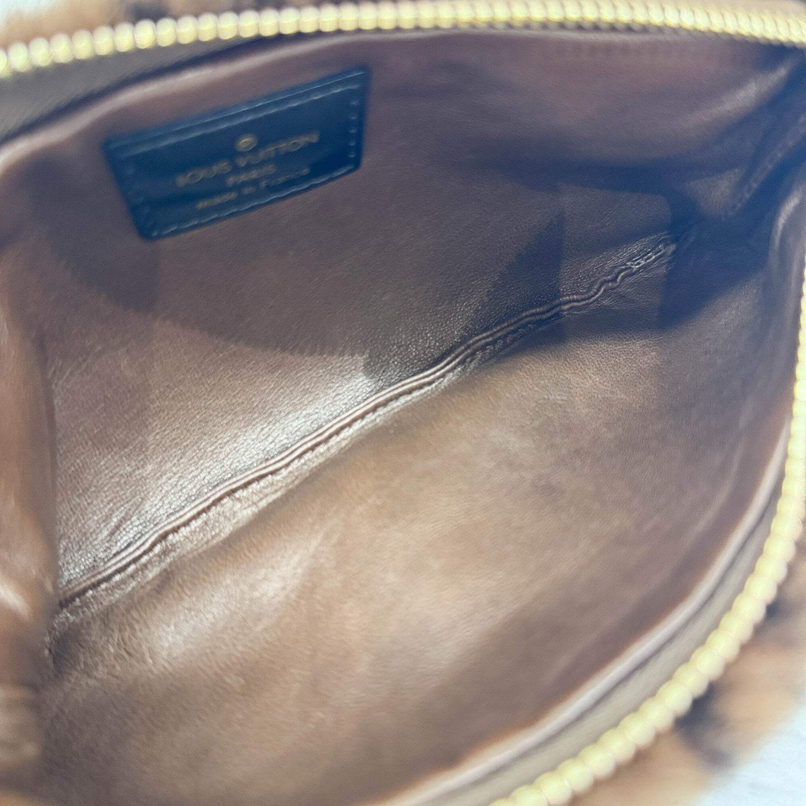 LOUIS VUITTON Brown Monogram Mink Fur Pochette Vision Shoulder Bag