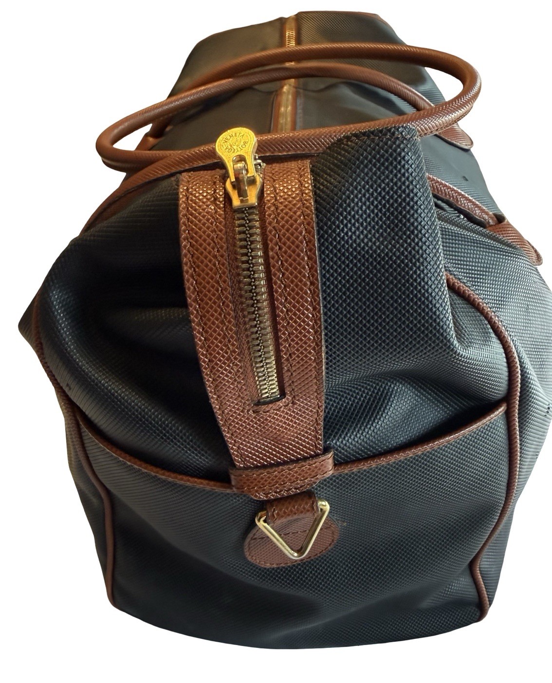 BOTTEGA VENETA Boston Weekend Bag 💼 PVC Navy Gold 21 L / 13 H / 12 W Italy 🇮🇹