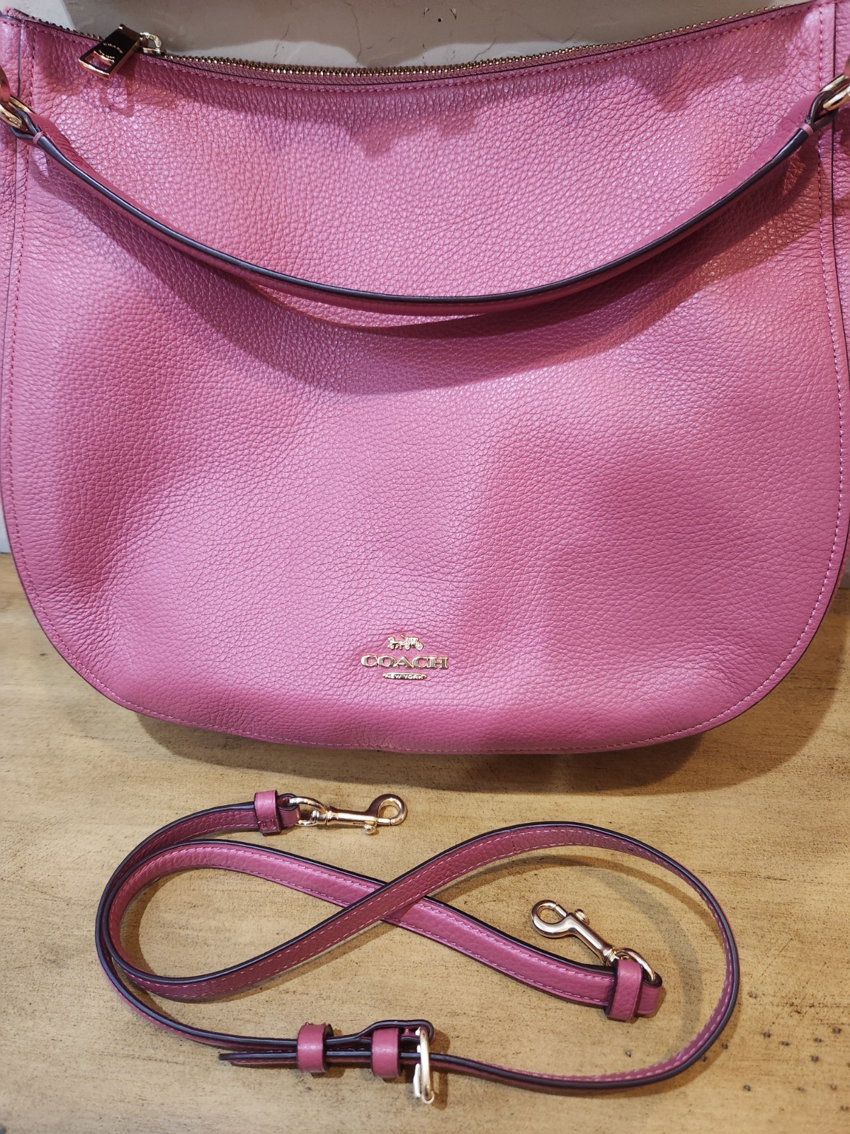 PRISTINE COACH ELLE PEBBLE LEATHER PINK SHOULDER/CROSS BODY HANDBAG