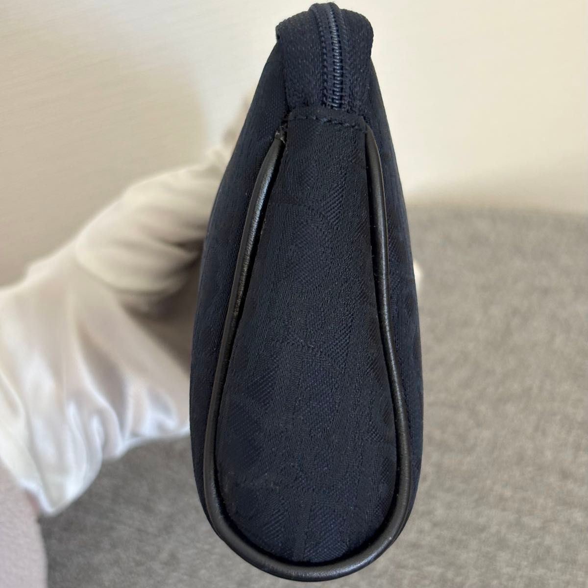 Christian Dior Makeup Pouch Multi case Trotter Navy Canvas x Leather Dior rh4686