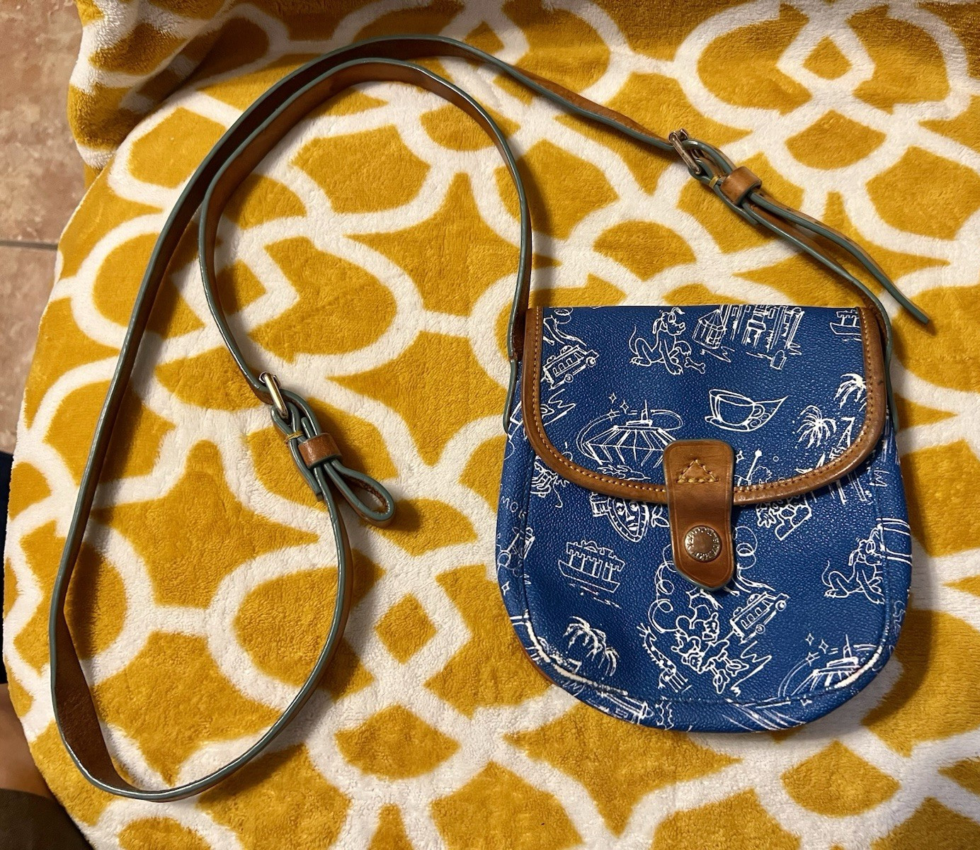 Vintage Dooney & Bourke Disney Mickey Mouse Blue & Brown Crossbody