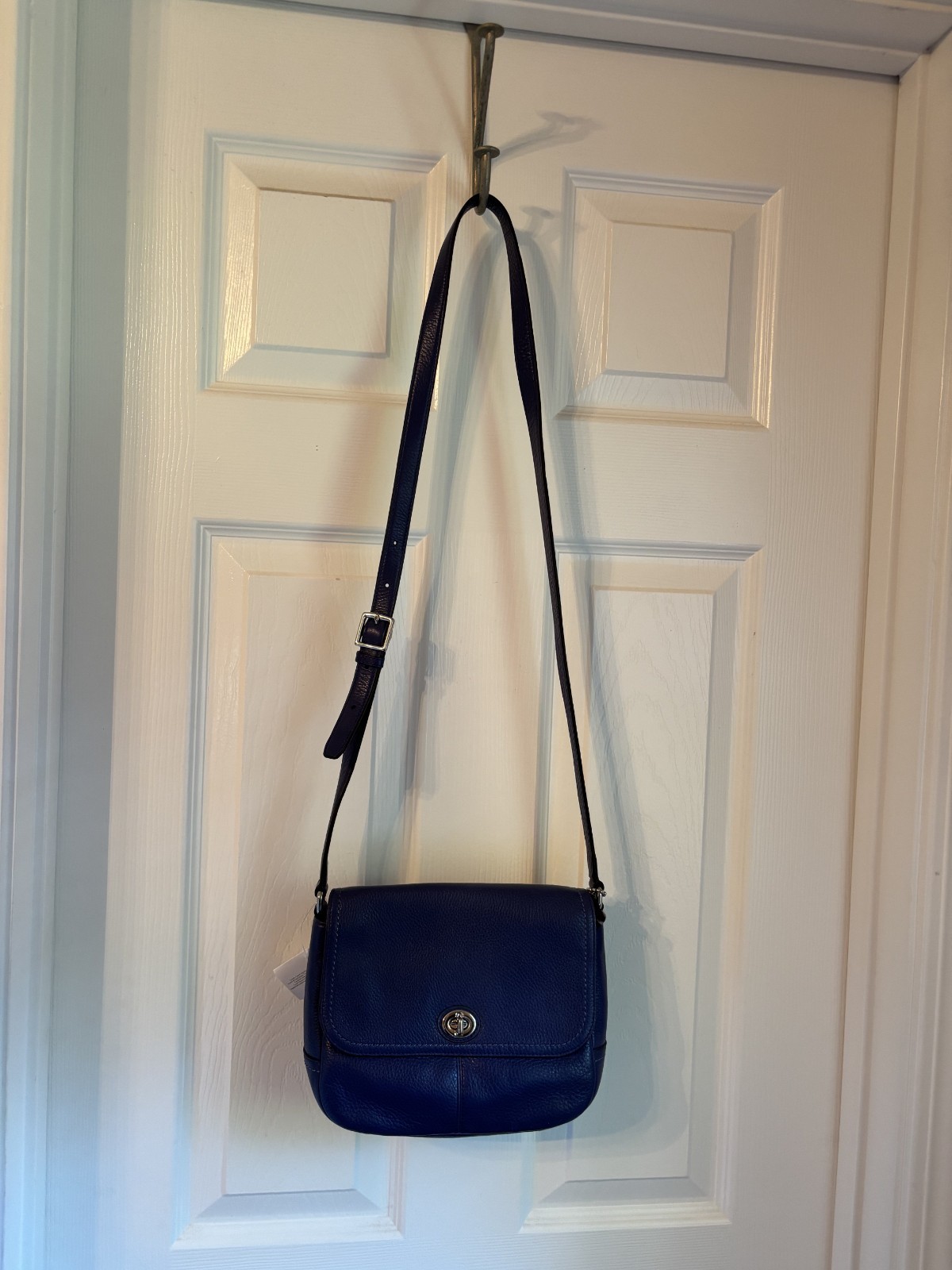 Coach Turn Lock Pebbled Leather Park Taylor Crossbody | F23663 | Color: Blue