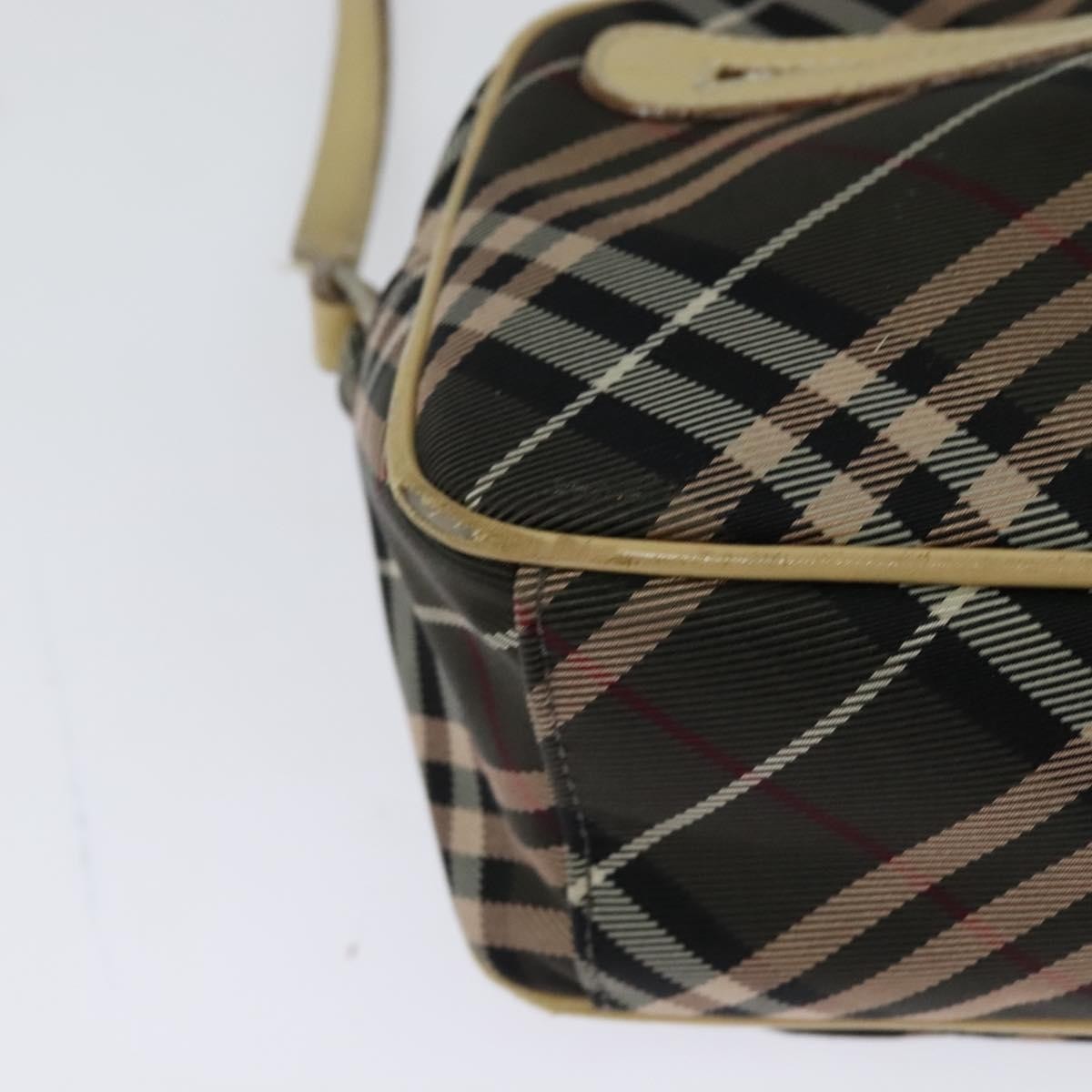 BURBERRY Nova Check Blue Label Shoulder Bag Nylon Brown Silver Auth ti3061