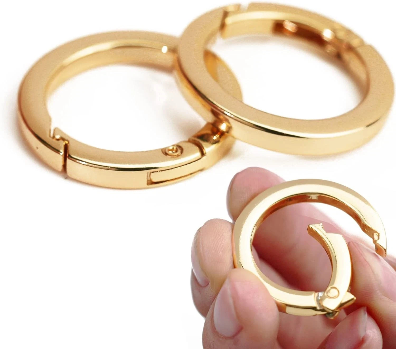 2 Pcs O Ring for Purse Strap,1 inch Spring Rings Handbag & 1 Inch, Gold
