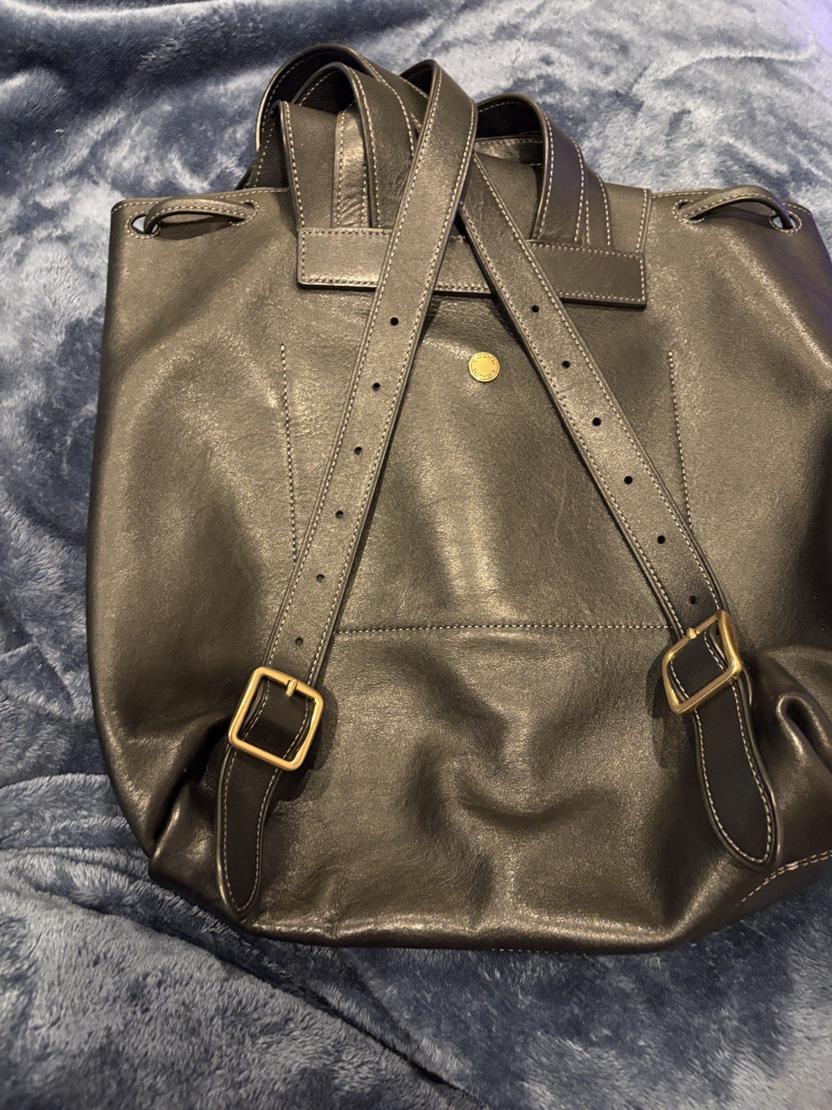 Coach Crosby 28 Black Leather backpack with custom Tea Flowers