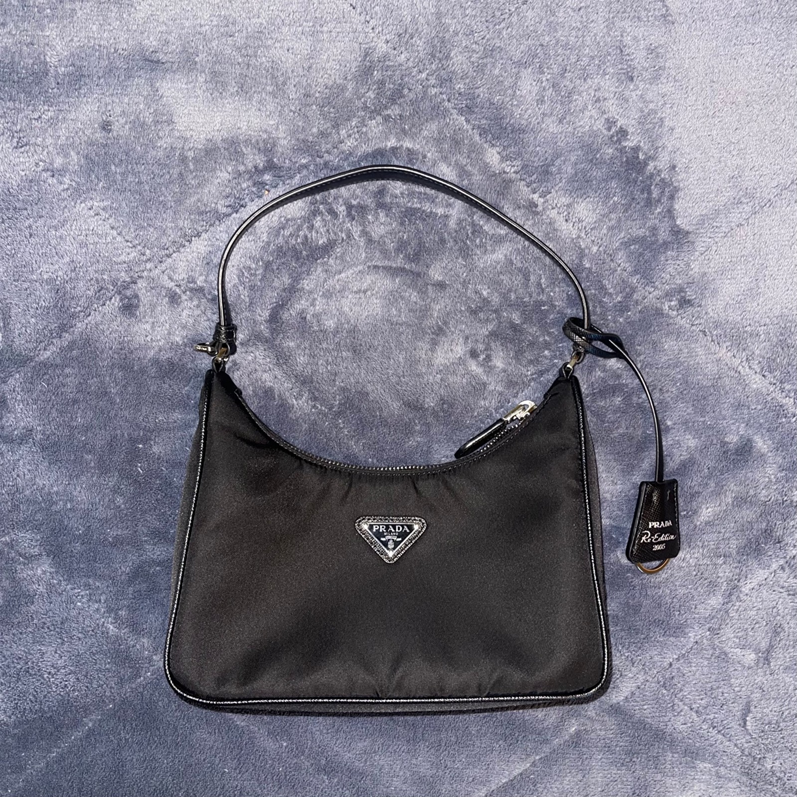 Prada Re-Edition 2005 Re-Nylon And Saffiano Mini Bag In Nero With Cert. Of Auth.