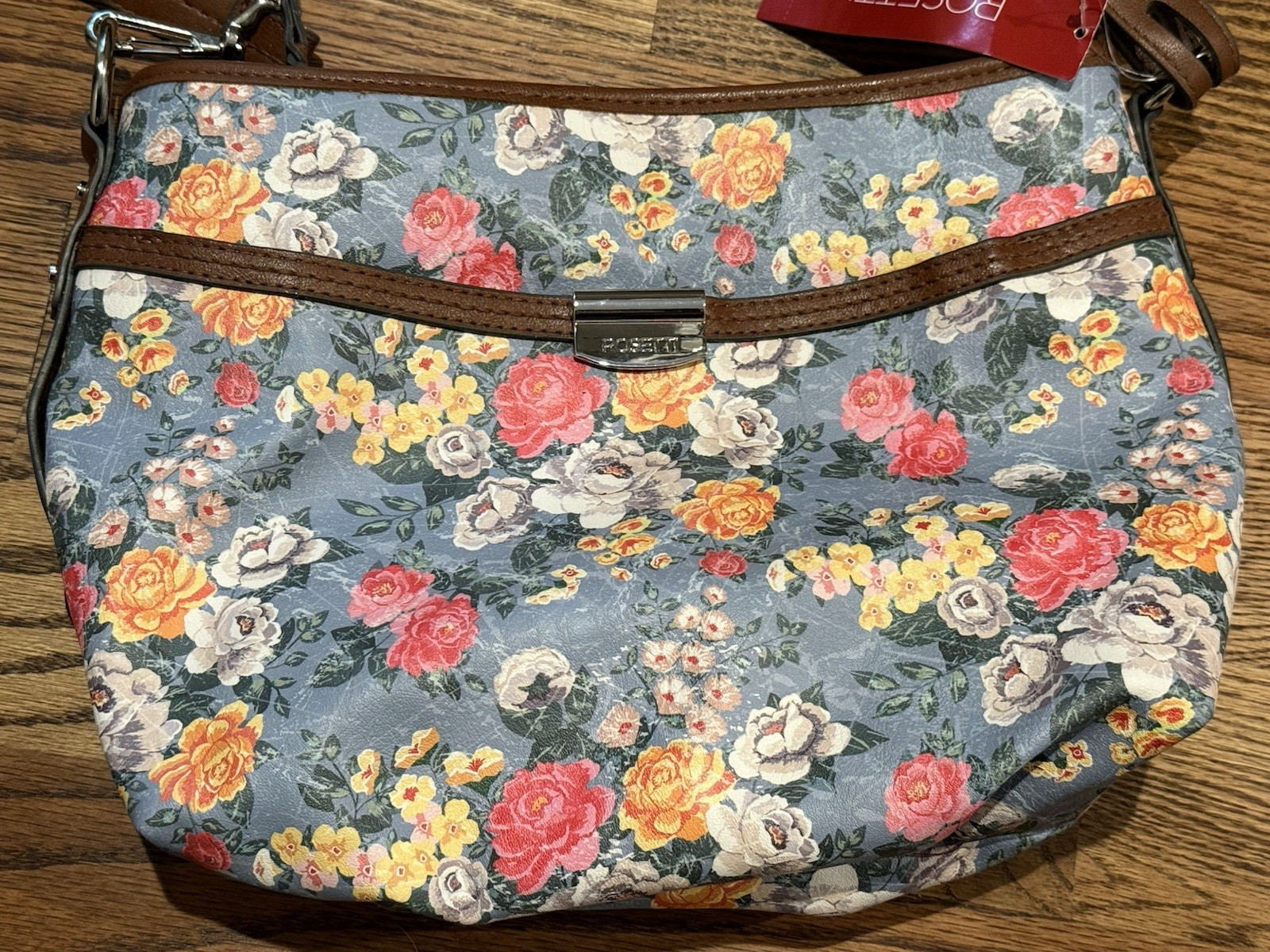 Rosetti pink yellow white blue floral roses purse NWT