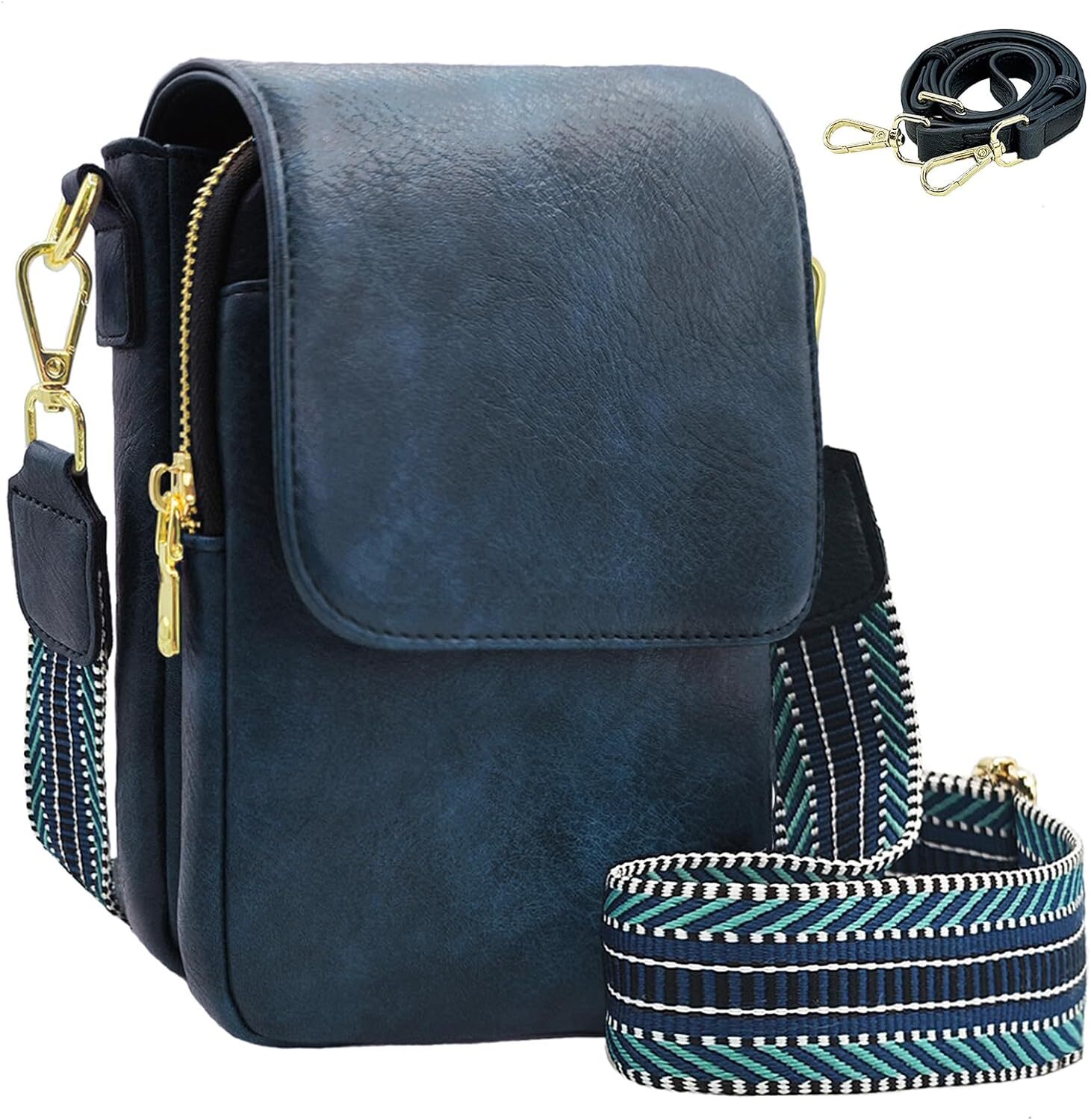 Small Crossbody Purse for Women Trendy Vegan Leather Cell Phone Bags Darkblue