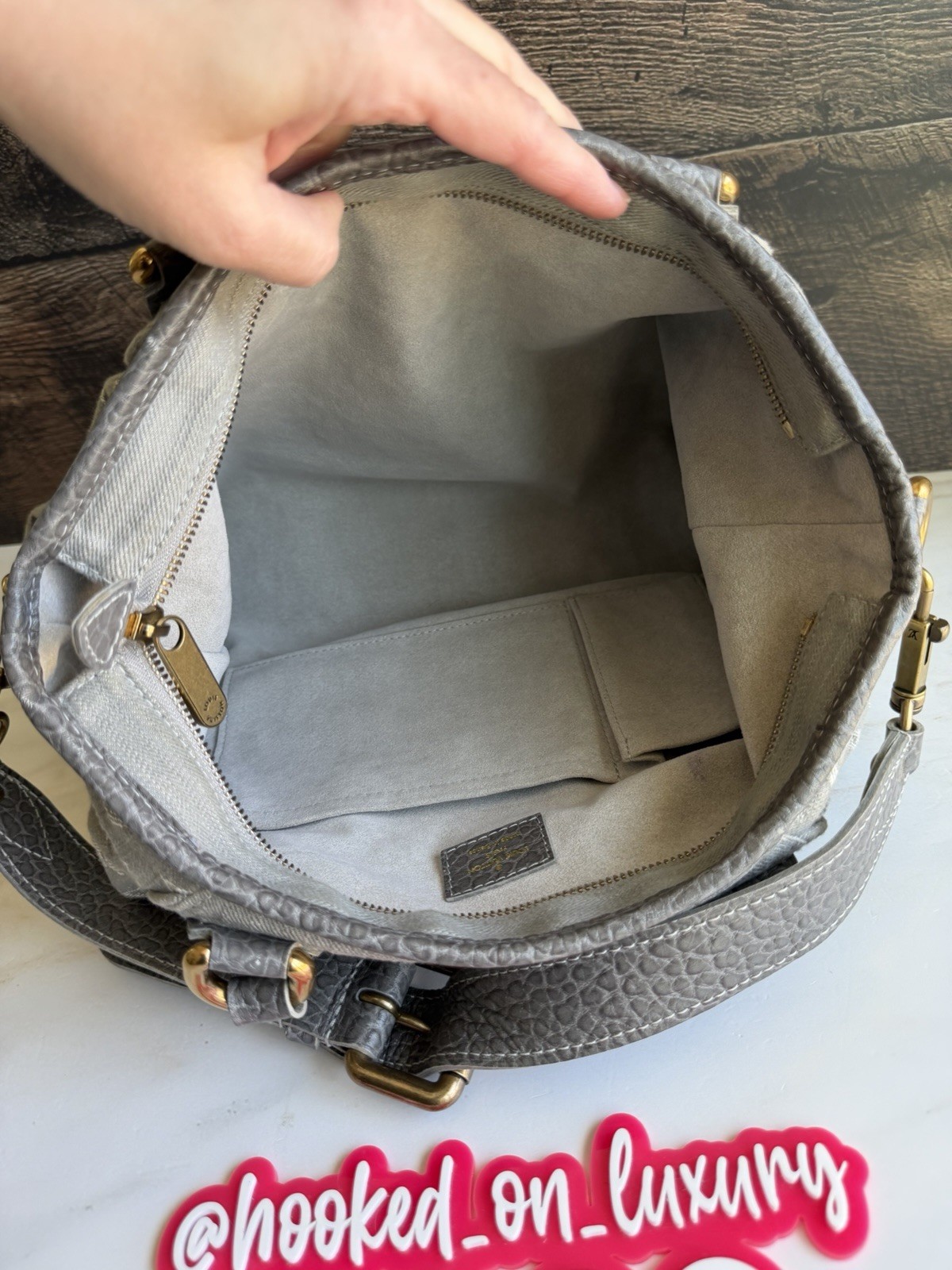 Authentic Louis Vuitton Neo Cabby Gray Denim Two Way Wear Shoulder Tote Handbag
