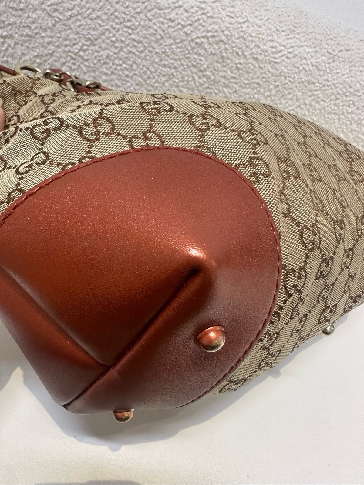 Gucci Old Flower Tote Bag Brown Coffee Color Size: 28×24×13